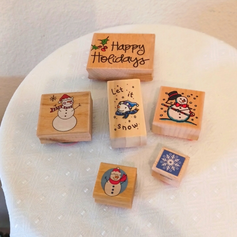 Holiday snowman rubber stampers